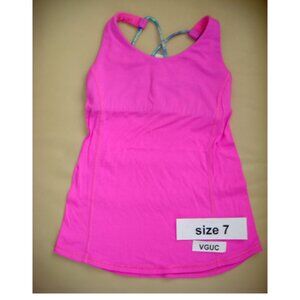 Ivivva by Lululemon🍋 Cool It Down pink tank top built in bra size 7